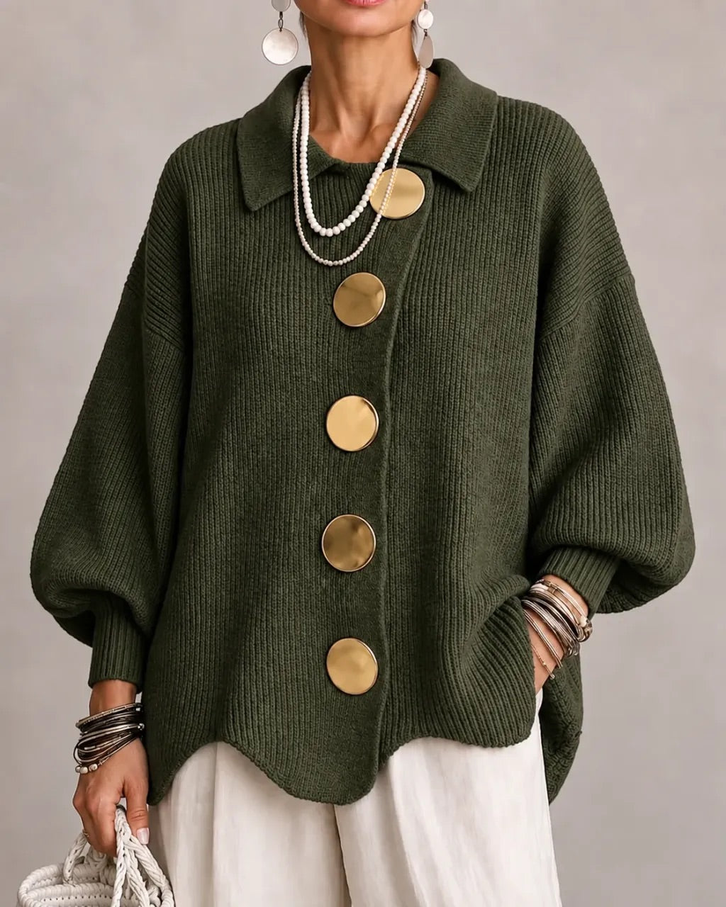 Karina | Gilet Boutonné Oversized à Col