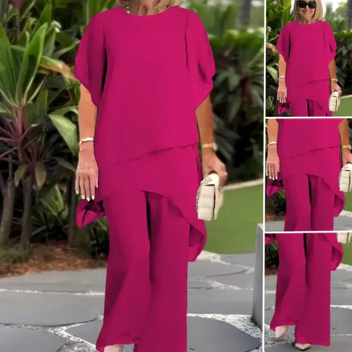 Mary | Ensemble avec pantalon palazzo drapé