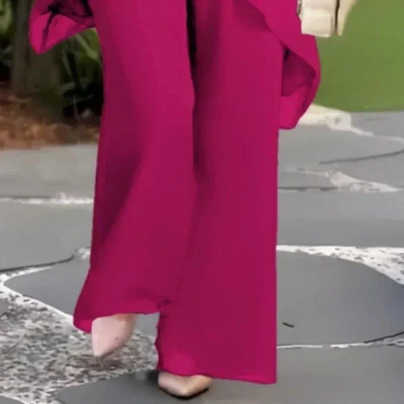 Mary | Ensemble avec pantalon palazzo drapé