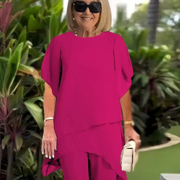 Mary | Ensemble avec pantalon palazzo drapé
