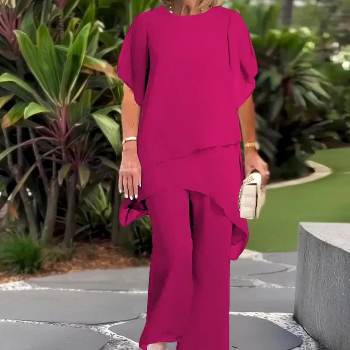 Mary | Ensemble avec pantalon palazzo drapé