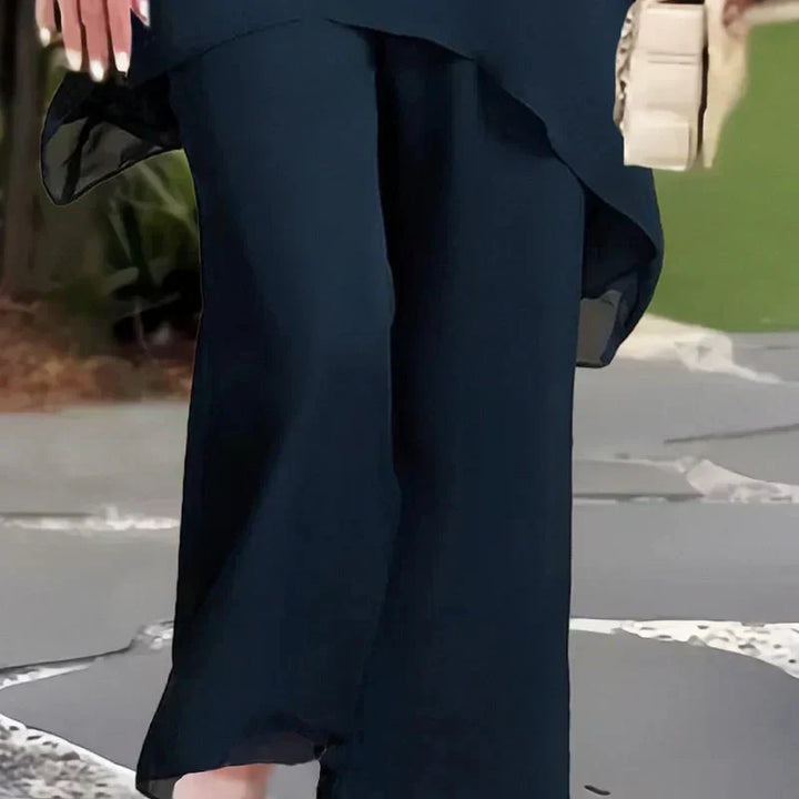 Mary | Ensemble avec pantalon palazzo drapé